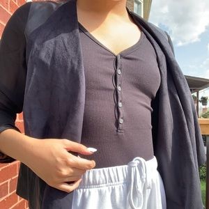 Suede and mesh cardigan